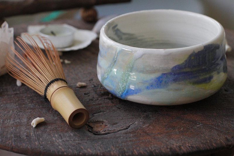 That's my side of the world Hand-pulled pottery bowl/tea bowl/matcha bowl - Teapots & Teacups - Pottery Multicolor