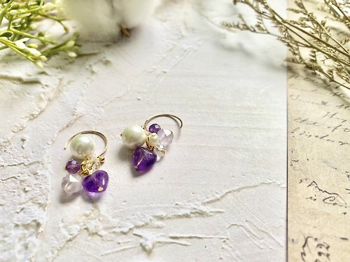 formica accessory 愛心紫水晶耳環 天然石耳環 天然石飾品 紫水晶 水晶 薰衣草紫水