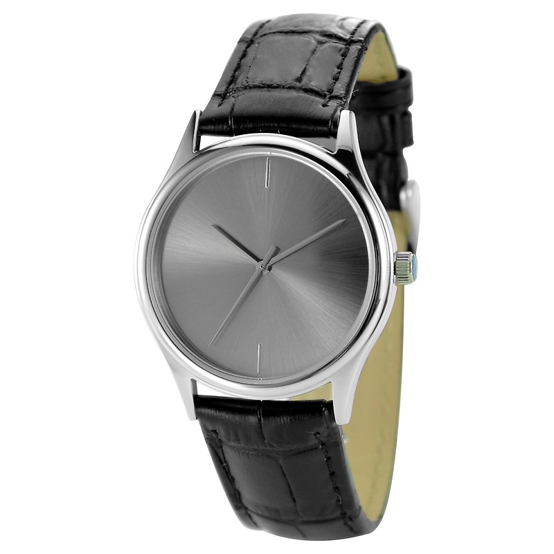 極簡太陽紋錶面手錶 中性設計 全球免運 - 男裝錶/中性錶 - 不鏽鋼 灰色