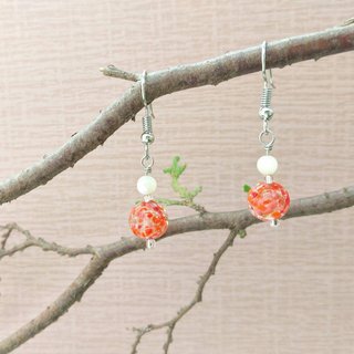 Ruby Red Sommerso Style Murano Glass with Aventurina Earrings (Clip-on Availabl