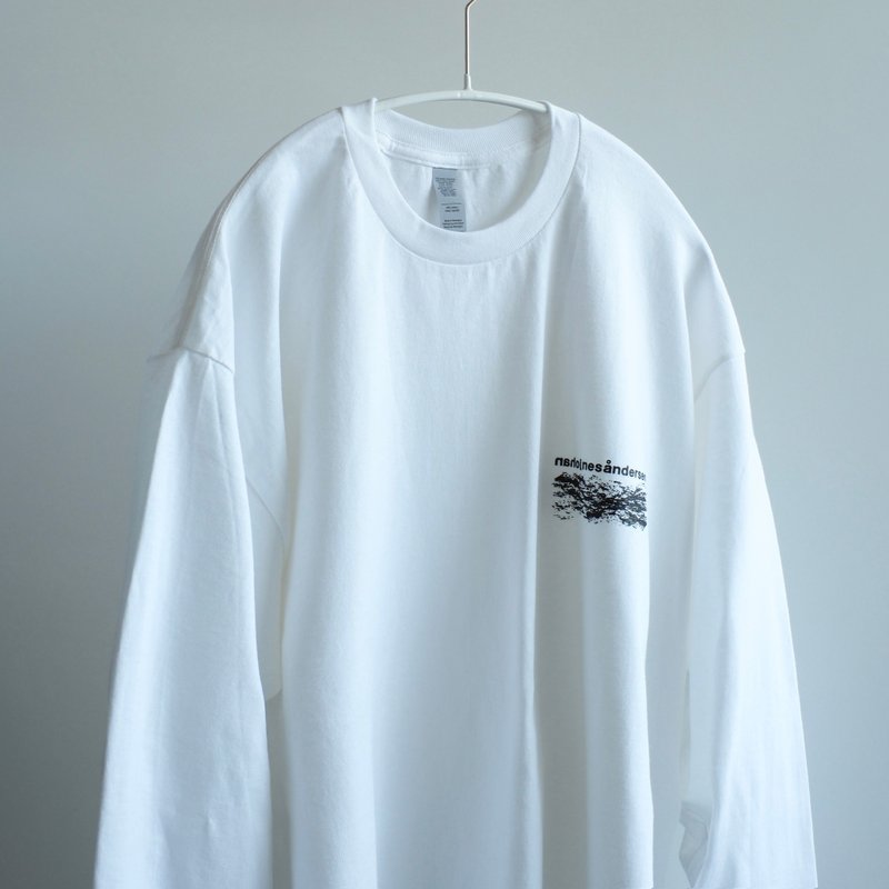 loose-fitting silhouette / long sleeve t-shirt / white / unisex - เสื้อฮู้ด - ผ้าฝ้าย/ผ้าลินิน ขาว