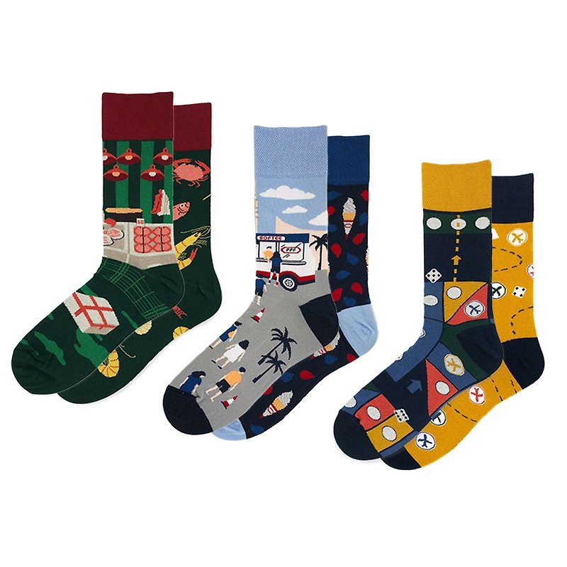 【Hot Items】Childhood Memories Mismatched Adult Crew Sock Set - Socks - Cotton & Hemp Multicolor