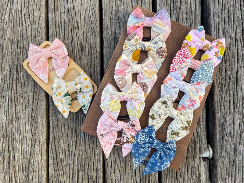 Small bow hair accessories elastic - เครื่องประดับผม - ผ้าฝ้าย/ผ้าลินิน 