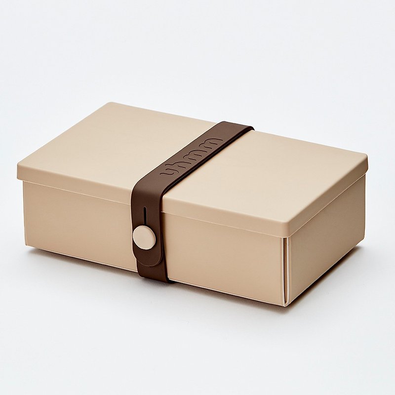 丹麥 uhmm - 環保摺疊午餐盒 (摩卡色餐盒 x 咖啡色扣環)-900ml