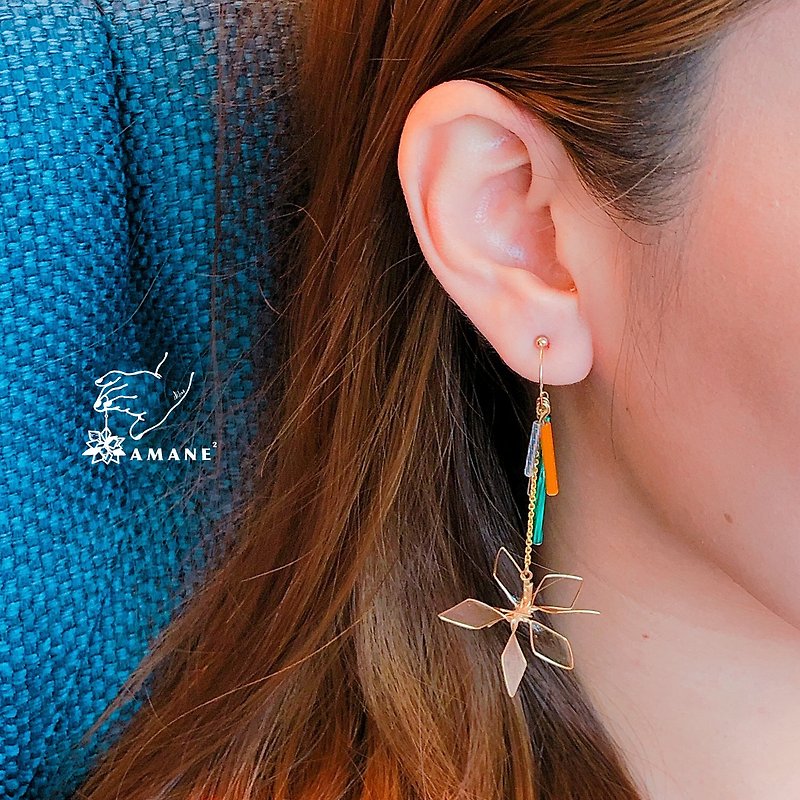 Galaxy Key - Hand Made Drop Earrings - Earrings & Clip-ons - Resin Green