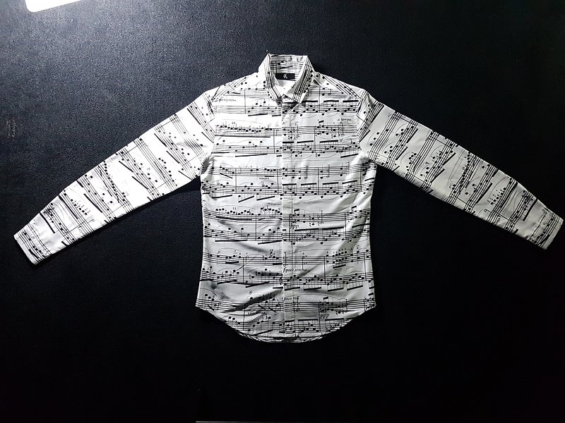Nocturne design cotton shirt - เสื้อเชิ้ตผู้ชาย - ผ้าฝ้าย/ผ้าลินิน ขาว