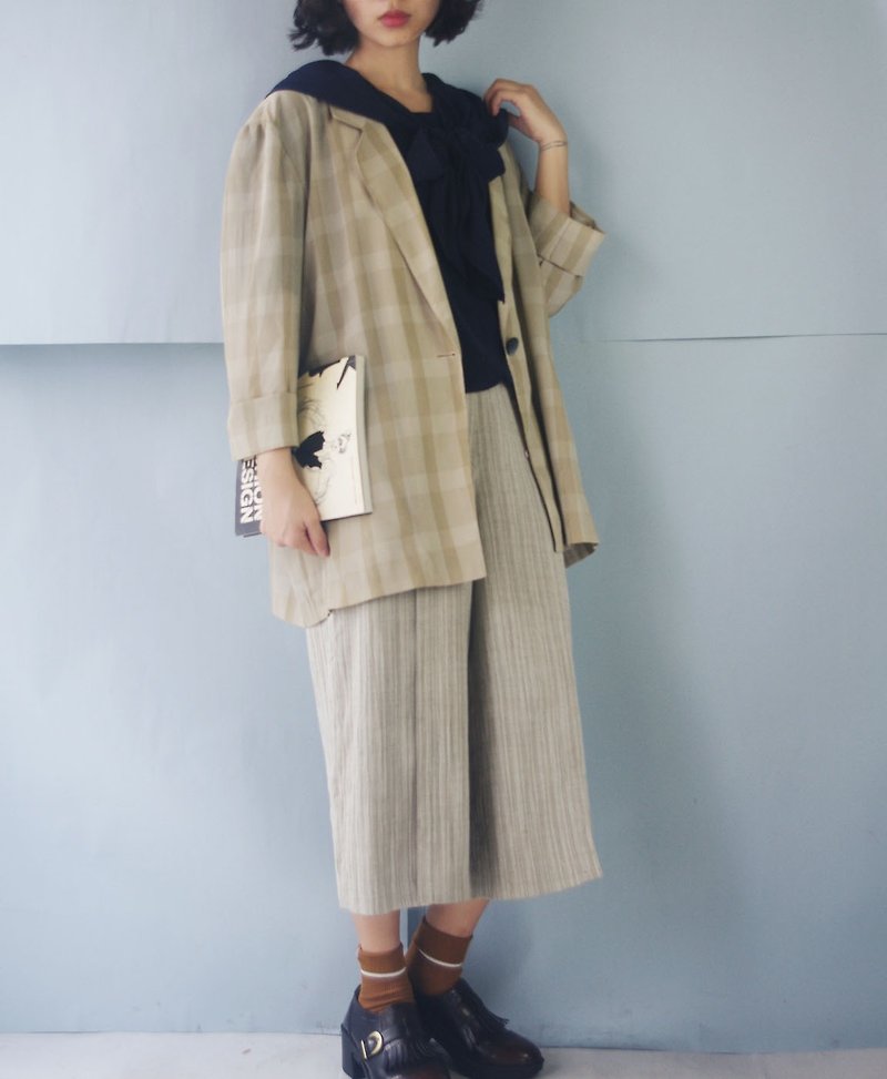 Treasure Hunt Vintage - Light Tulle Chiffon Blazer - Women's Blazers & Trench Coats - Polyester Khaki
