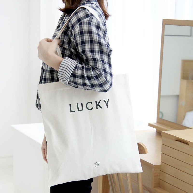 Out of Sale - Good Luck Letter Shoulder Tote - Temperament White, GMZ02834 - กระเป๋าถือ - วัสดุอื่นๆ ขาว