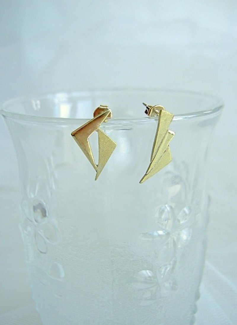 Asymmetry, triangles, earrings - Earrings & Clip-ons - Other Metals Gold