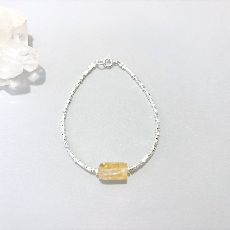 Ops Citrine silver bracelet-黃水晶/純銀/招財/開心/手鍊/碎銀 - 手鍊/手環 - 寶石 黃色