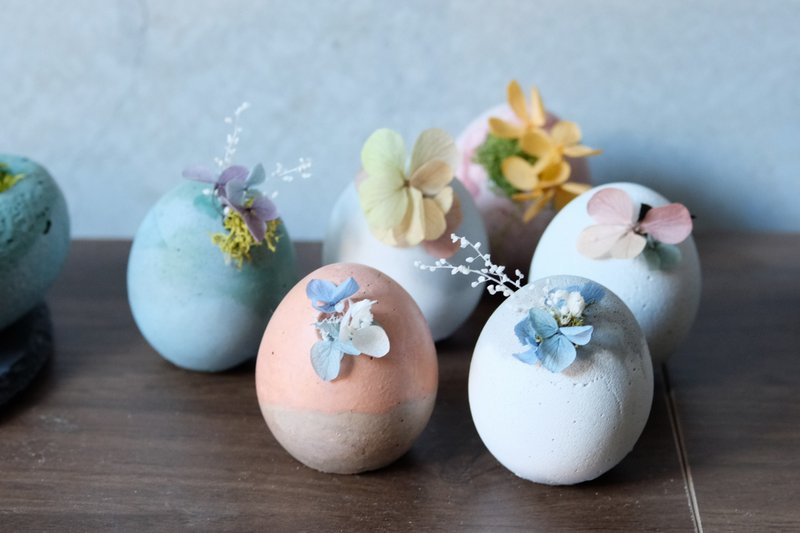 Egg Cement pot dry flower potted flower gift exchange gift floral opening ceremony - ตกแต่งต้นไม้ - ปูน หลากหลายสี