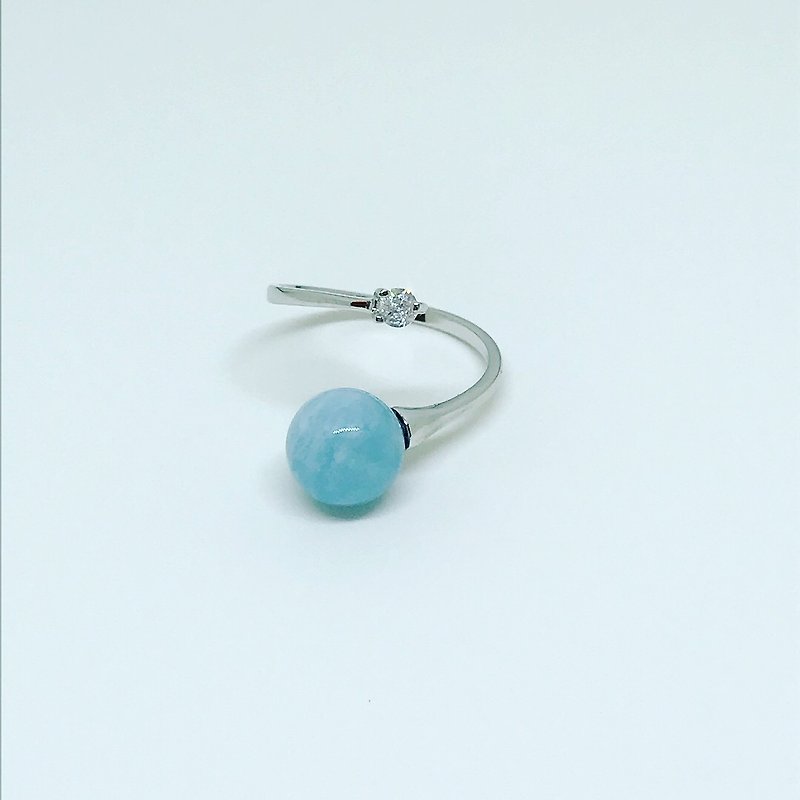 純曖昧 純銀海藍寶石 開放戒指 - 髮夾/髮飾 - 寶石 藍色