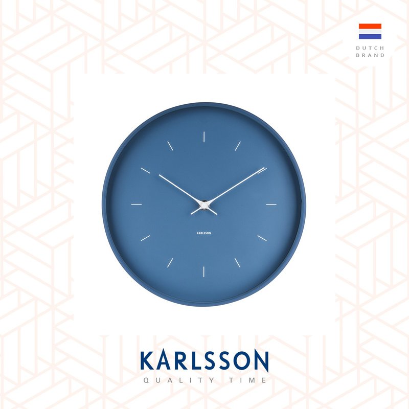 荷蘭Karlsson wall clock 27.5cm Butterfly Hands dark blue - 時鐘/鬧鐘 - 其他金屬 藍色