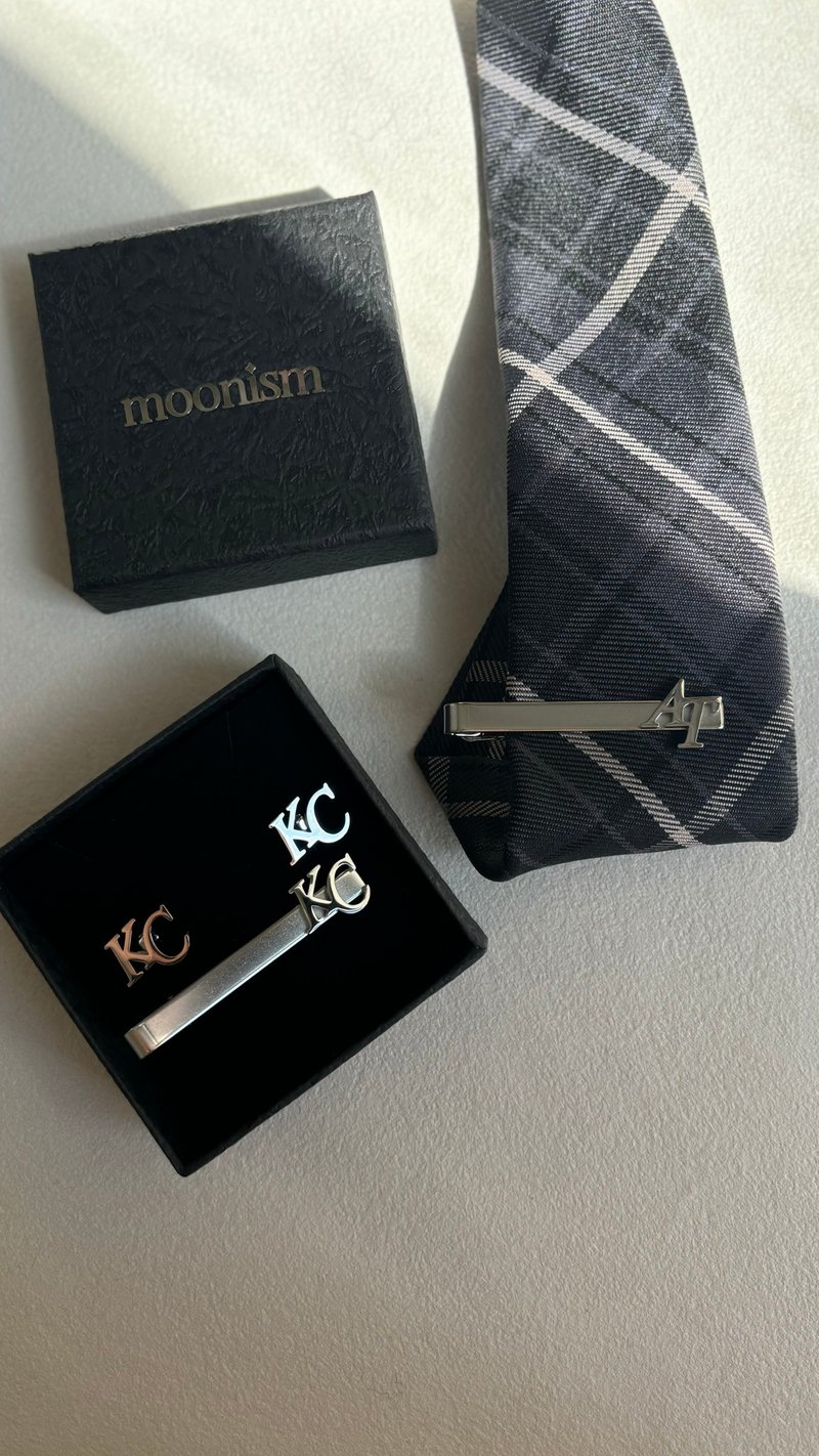 moonism Logo name tie clip cufflinks set - Ties & Tie Clips - Stainless Steel 