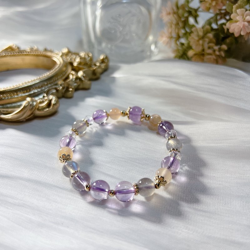 Amethyst | Lavender Amethyst | Sakura Agate | Gray Moonlight | Customized Bracelet - สร้อยข้อมือ - คริสตัล 