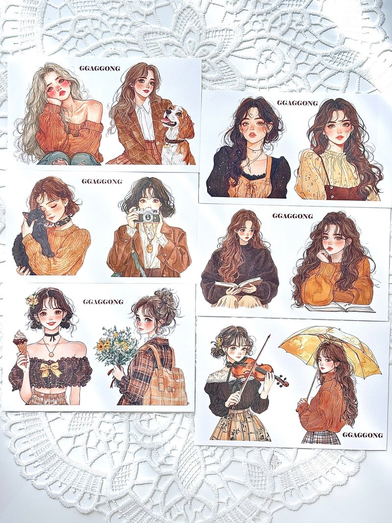 Autumn Girl sticker - 貼紙 - 紙 