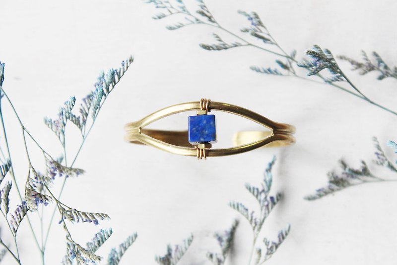 September birthstone -Lapis lazuli lapis sky sugar simple models copper bracelet - Bracelets - Gemstone Blue
