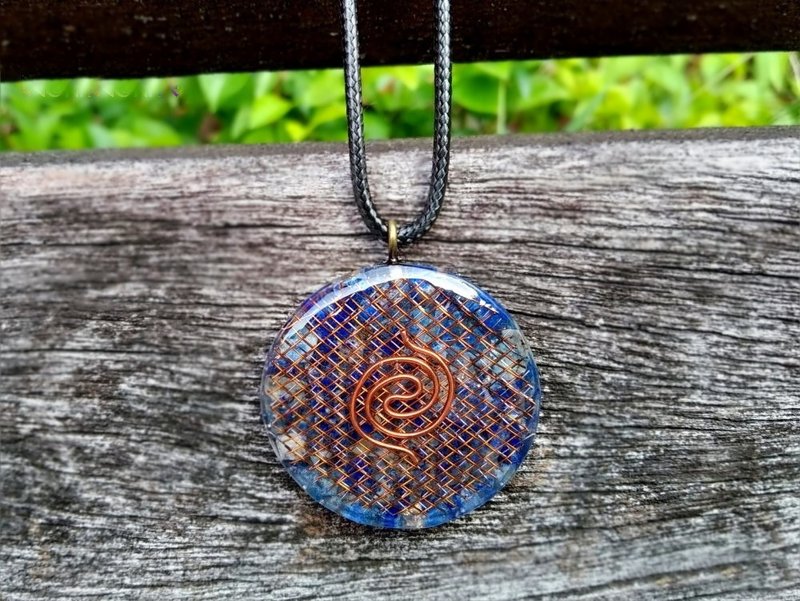 青金石項鍊 | 銅螺旋符號 | 藍色水晶飾品 - 項鍊 - 水晶 藍色