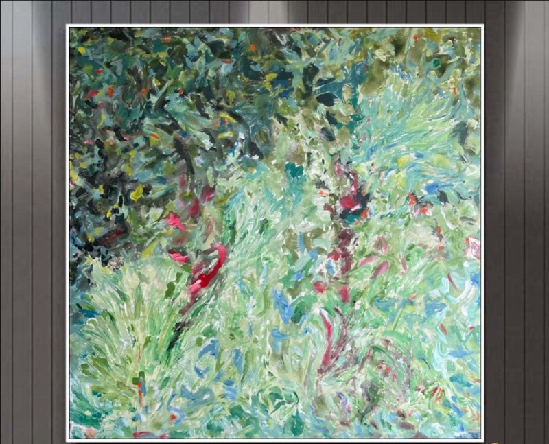 Abstract Green Paintings On Canvas Modern Colorful Artwork Acrylic Brush Strokes - ตกแต่งผนัง - อะคริลิค สีเขียว