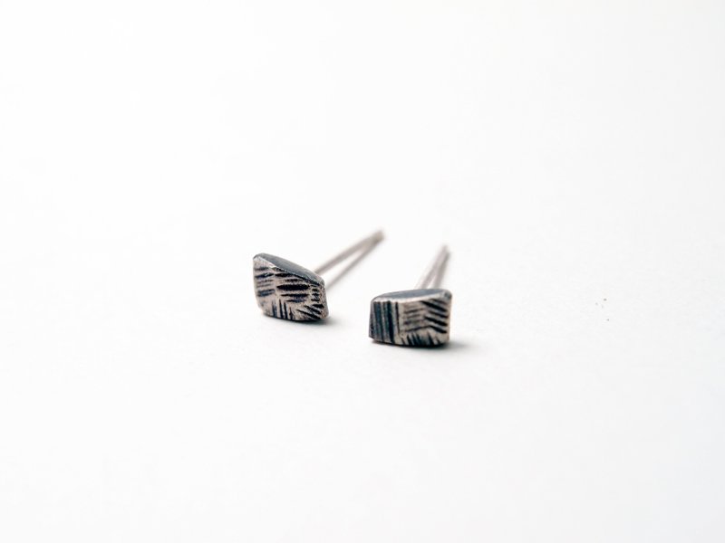 Coal Series  #a202 rock earring - Earrings & Clip-ons - Silver Silver