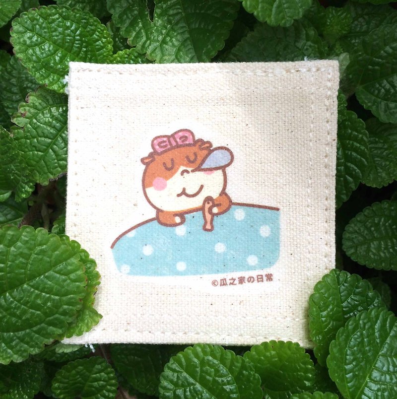 Nap の daily afternoon tea coaster canvas hand-printed Coaster - ที่รองแก้ว - ผ้าฝ้าย/ผ้าลินิน สีน้ำเงิน