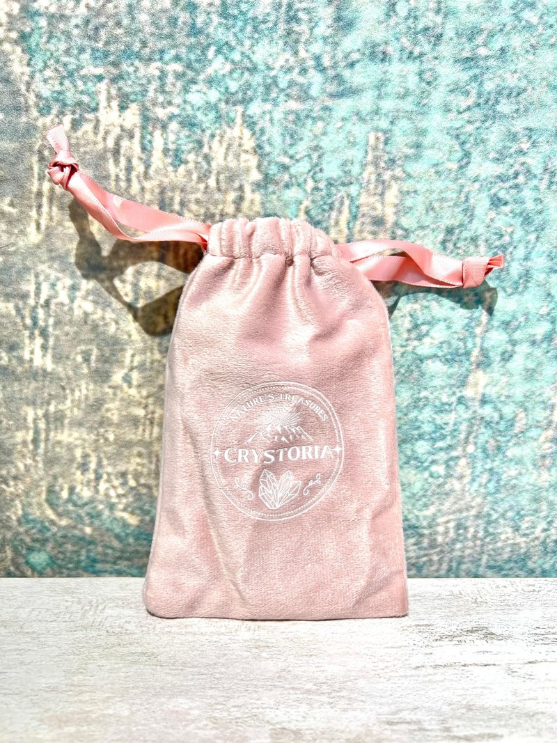 Crystoria Stone pink velvet bag | jewelry bag | Pocket Stone bag | 10x15cm - การ์ด/โปสการ์ด - เส้นใยสังเคราะห์ สึชมพู