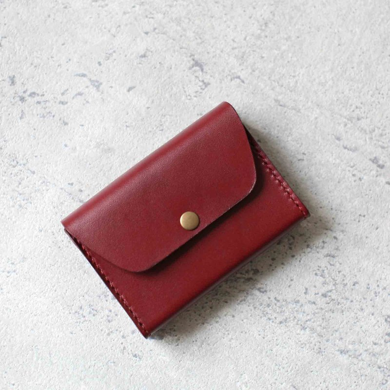 burgundy leather card holder/wallet - Folders & Binders - Genuine Leather Red