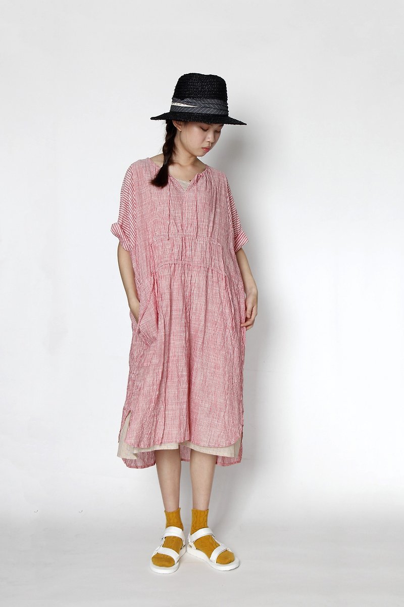 Fine floral lining dress - One Piece Dresses - Cotton & Hemp Pink