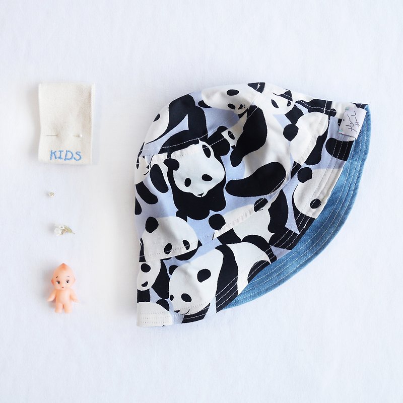 Children sided hat | gray-blue panda - Bibs - Other Materials Blue