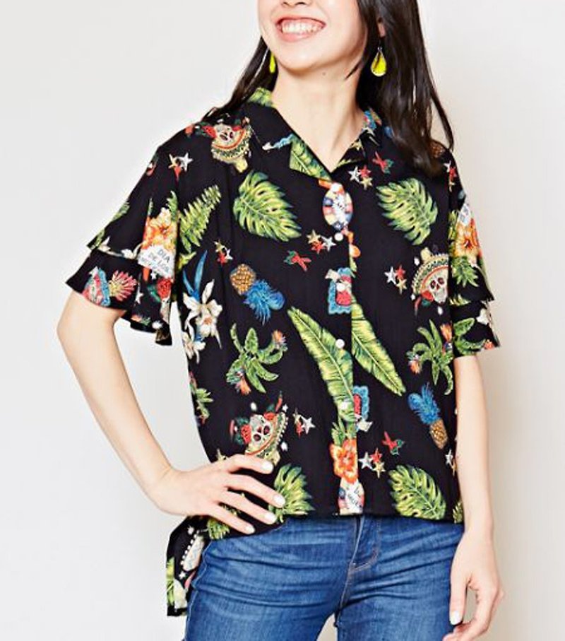 Pre-purchased Mexican style flower shirt IAC-8208 is about to end - เสื้อเชิ้ตผู้หญิง - วัสดุอื่นๆ 