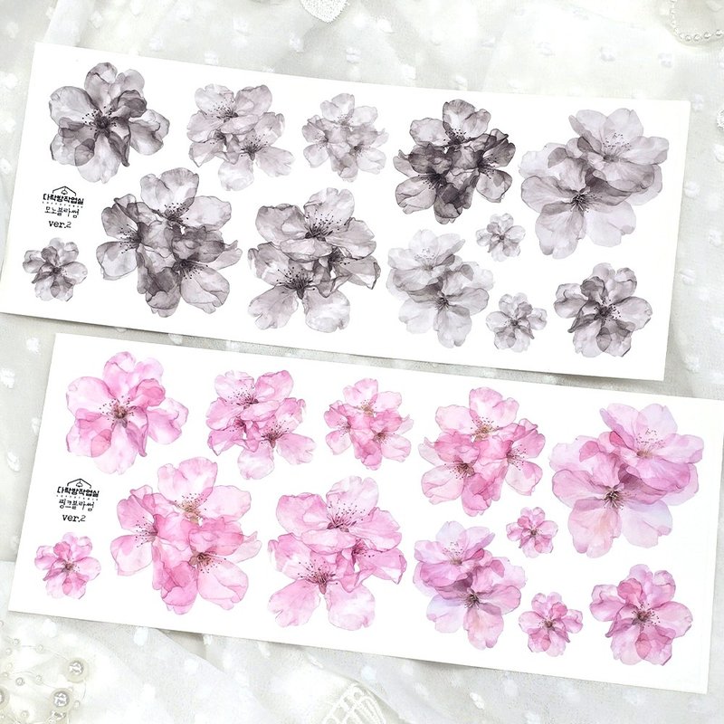 :blossom ver.2 (Pink/mono): Matte Transparent sticker - 貼紙 - 其他材質 