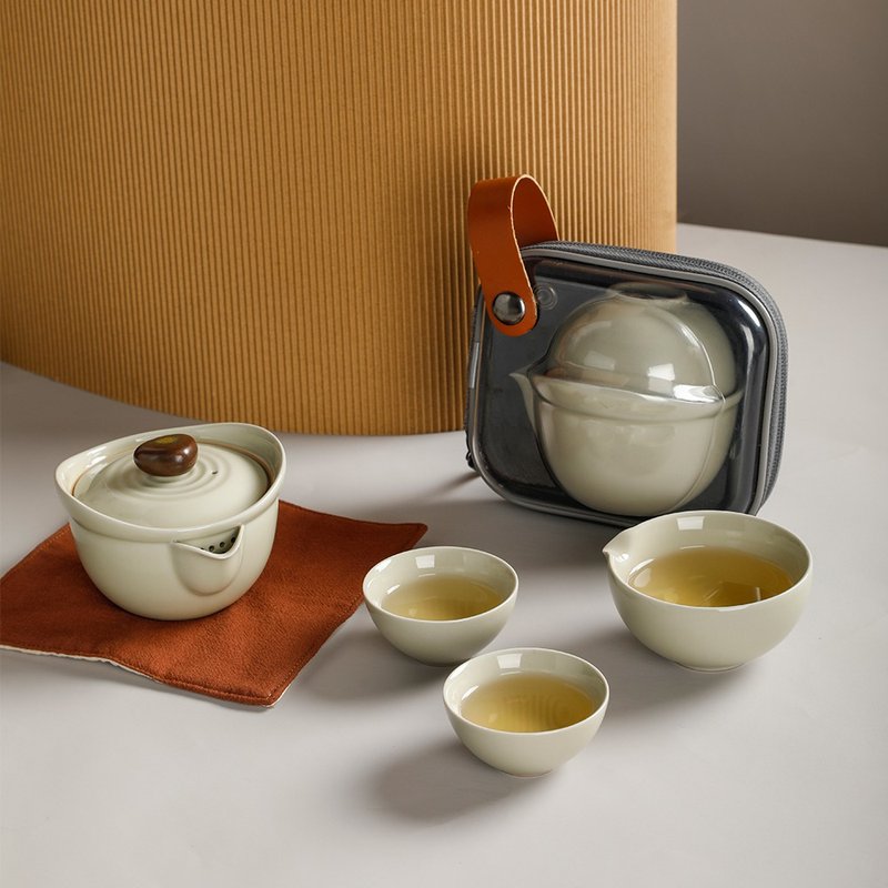 Shishang Qingquan convenient quick-off cup, one pot and two cups of Chinese Kung Fu tea tea set - Teapots & Teacups - Pottery 