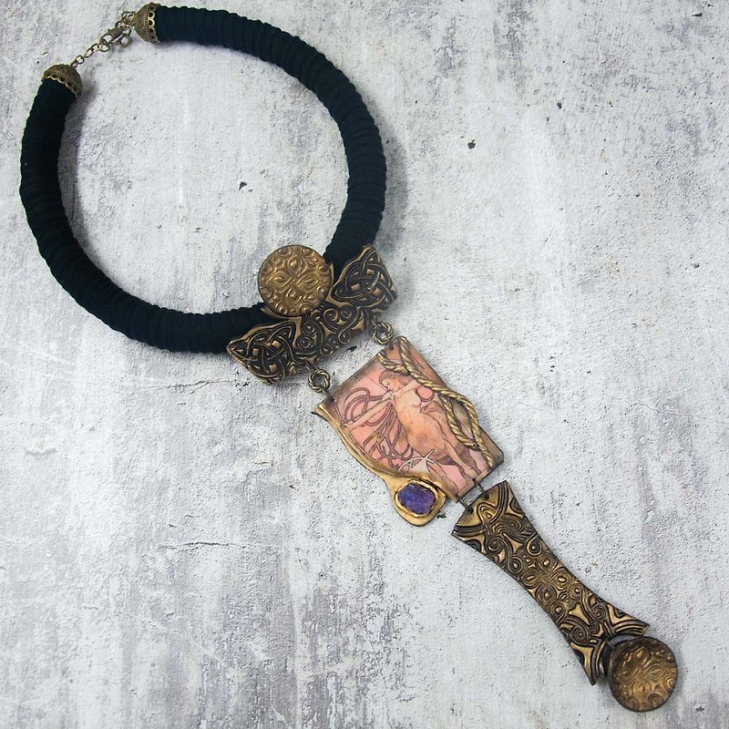 zodiac jewelry Statement necklace Bib necklace Sagittarius necklace - สร้อยคอ - พลาสติก หลากหลายสี