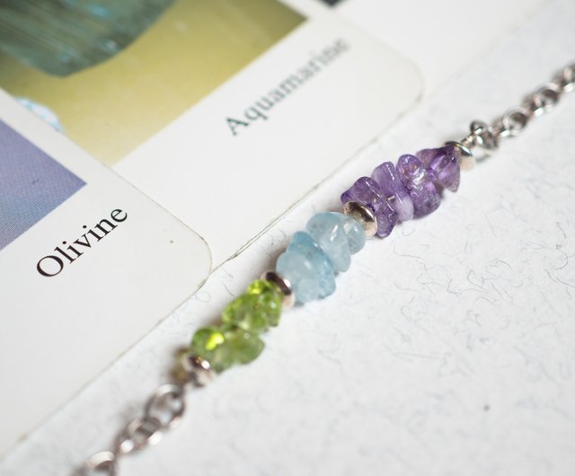 Pisces Zodiac Crystal Bracelet, Natural sale Raw Gemstones, Aquamarine Jewelry, Personalized Gifts