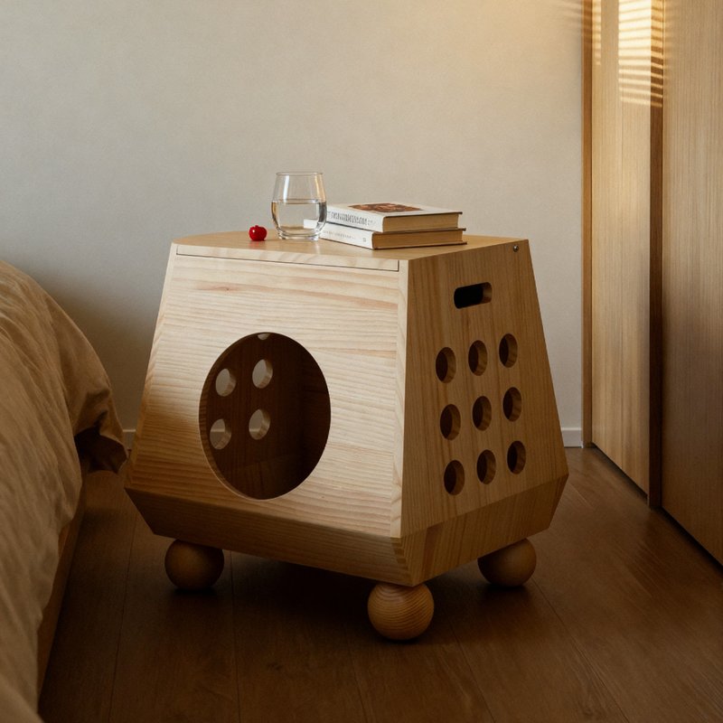 【躲貓貓床頭櫃】人寵共用|實木貓咪床頭櫃-懂生活更懂毛孩子! - 寵物床 - 木頭 