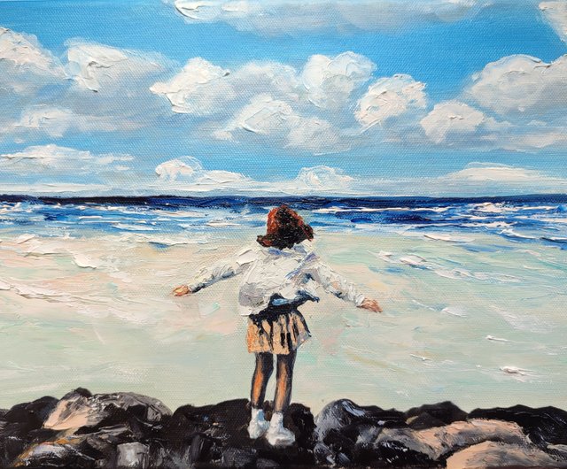 笹倉鉄平/浜辺の日曜日 絵画 浜辺 笹倉鉄平「浜辺の日曜日」(シルクスクリーン) - 画廊