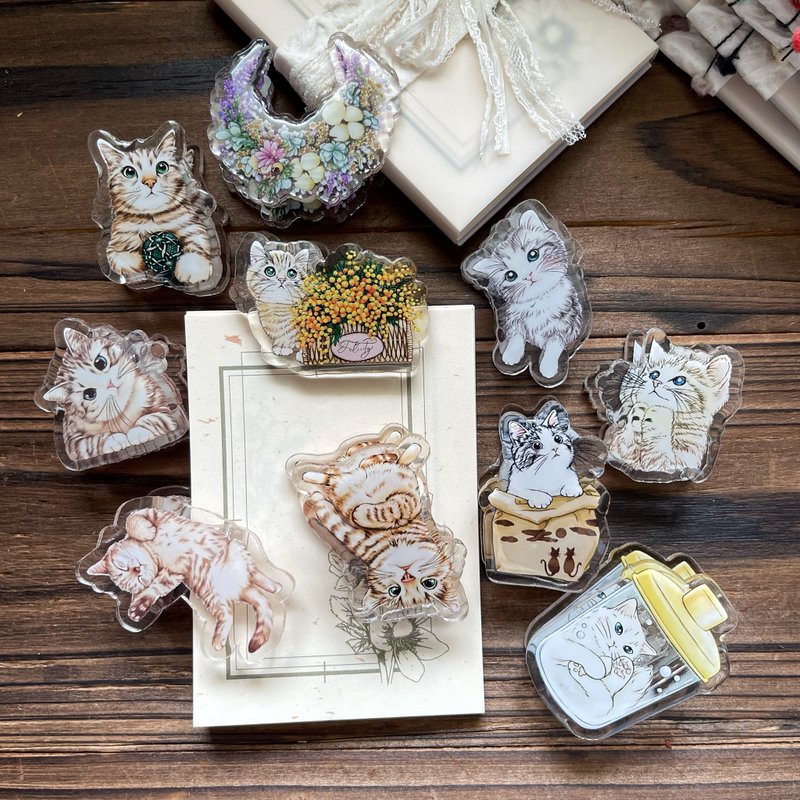 可愛多 - 貓咪 小花 雙面 滴膠 壓克力 手帳夾 限量 - 鑰匙圈/鑰匙包 - 塑膠 