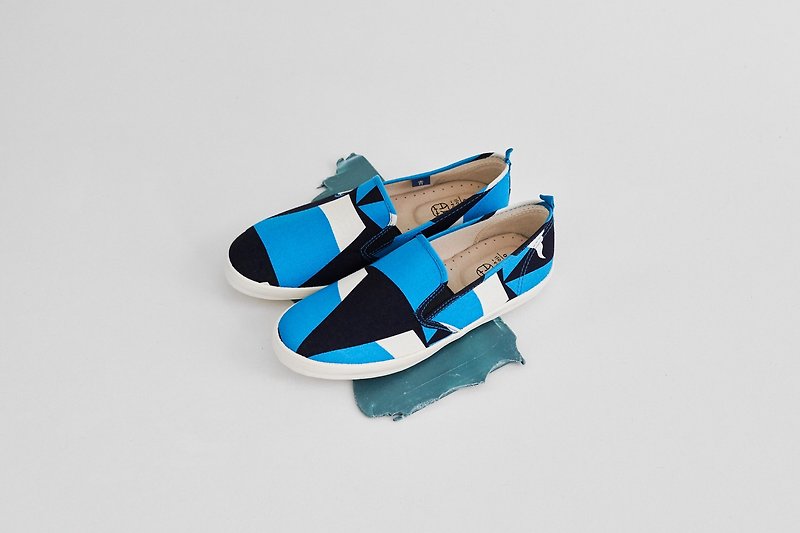 Slip-on casual shoes Flat Sneakers with Japanese fabrics Leather insole - Women's Casual Shoes - Cotton & Hemp Blue