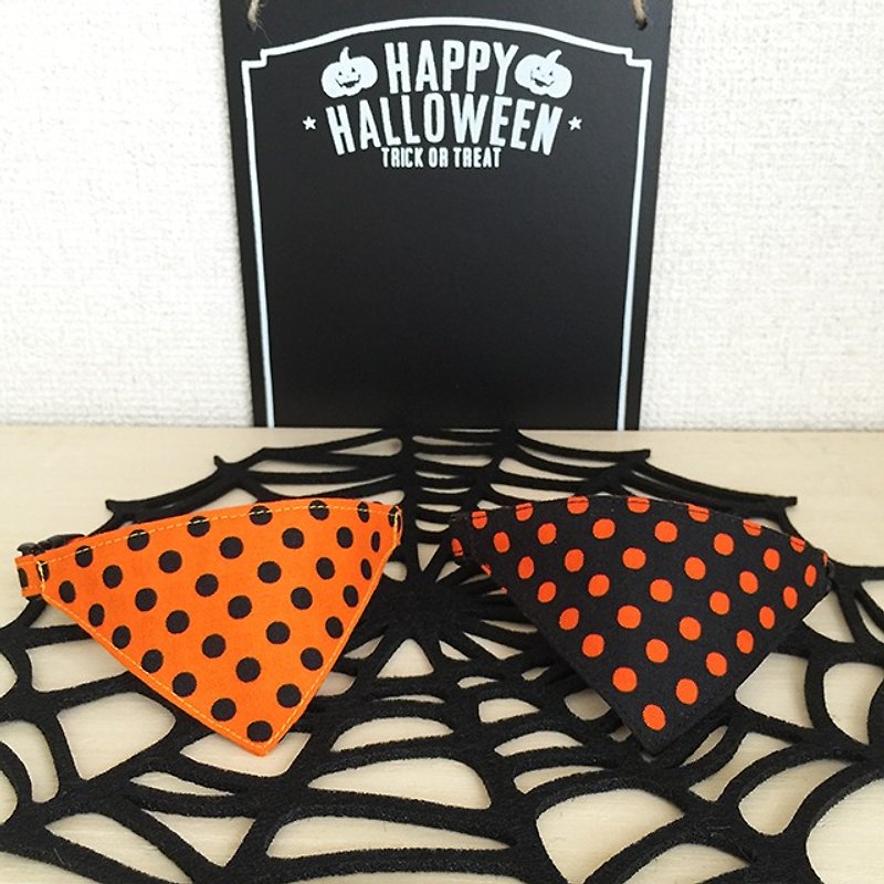 Halloween Dot Bandana Style Safety Collar - Collars & Leashes - Cotton & Hemp Orange