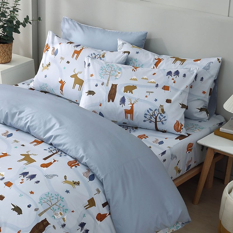 Hongyu 100% American cotton thin quilt cover/dual-purpose quilt cover Hulu forest blue - เครื่องนอน - ผ้าฝ้าย/ผ้าลินิน สีน้ำเงิน