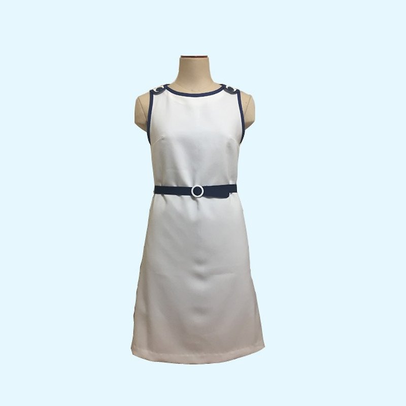 retro one-piece dress Sandra - ชุดเดรส - เส้นใยสังเคราะห์ ขาว