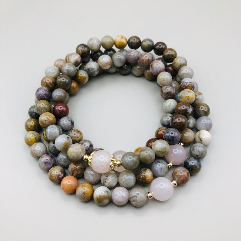 ITS-BJ626 [Design model, safe and comfortable, 108 beads] natural raw ore Gobi agate - Bracelets - Semi-Precious Stones Brown