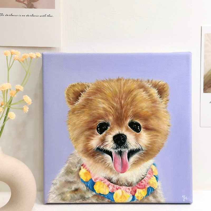 精緻寵物客製畫 20*20cm手繪 寵物肖像 油畫 送禮 - 似顏繪/客製畫像 - 棉．麻 