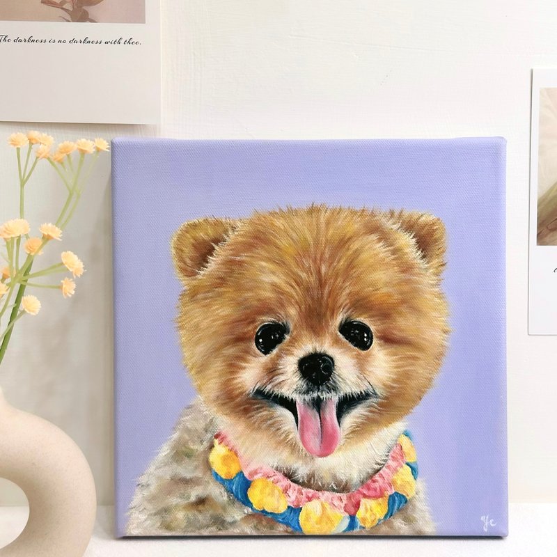 Exquisite pet custom painting 20*20cm hand-painted pet portrait oil painting gift - Customized Portraits - Cotton & Hemp 