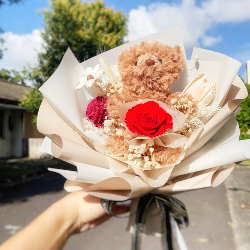 Teddy in Bloom泰迪花語 永生花/乾燥花/求婚 情人節 浪漫/禮物 - 乾燥花/永生花 - 植物．花 多色