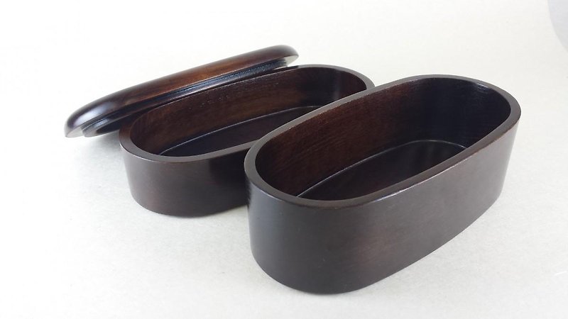 Two-stage elliptical lunch box Wipe lacquer - Cookware - Wood Brown