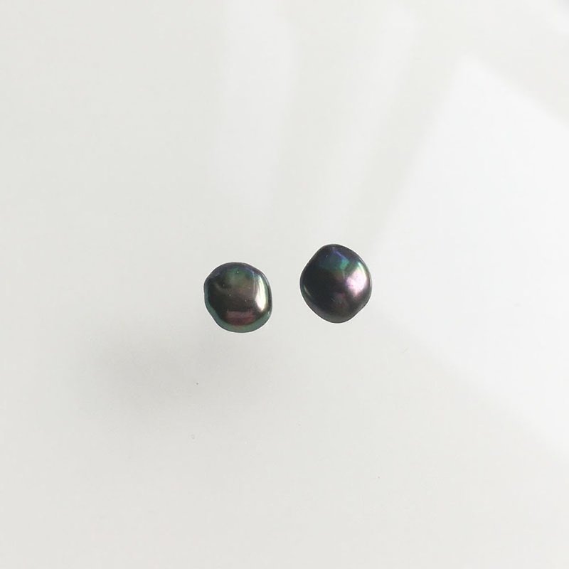 Silver Black Keshi Pearl Earrings, Stylish Earrings - Earrings & Clip-ons - Pearl Black