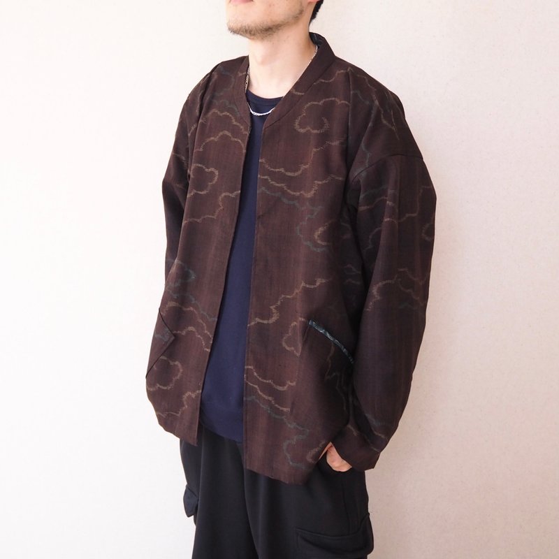 【日本制造】男式超长袖夹克、丝绸和服升级改造服装、礼品 - 男夾克/外套 - 絲．絹 