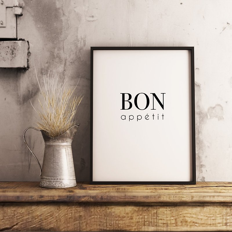 Good Appetite Bon Appétit-Bon Appétit Print, Kitchen Wall Decor, Wall Art - Posters - Other Materials Black