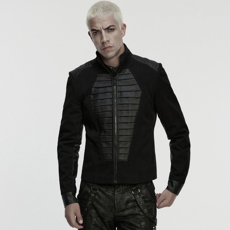 龐克巫毒男爵棺材丹寧軍裝外套 - 男夾克/外套 - 其他材質 黑色